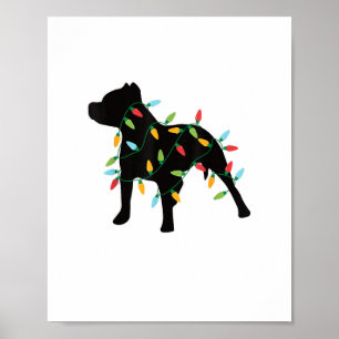Pitbuli Weihnachtslicht Weihnachtsgeschenk Hund Lo Poster