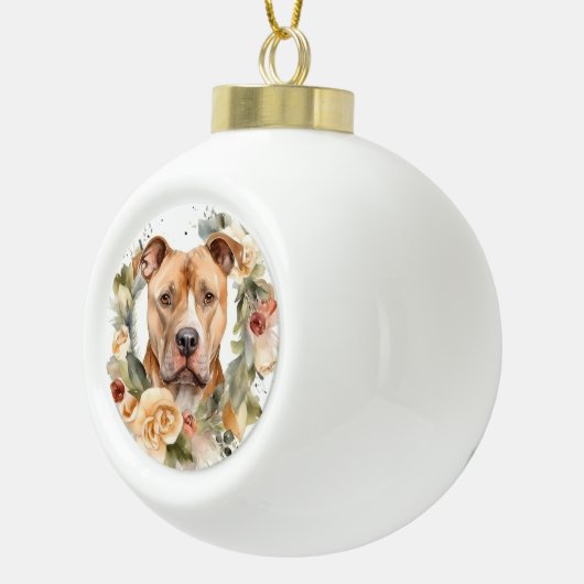 Pitbuli Weihnachtsmann Weihnachtsfest Keramik Kugel-Ornament (Rechts)