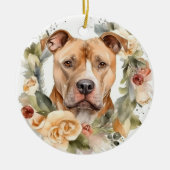 Pitbuli Weihnachtsmann Weihnachtsfest Keramik Ornament (Vorne)