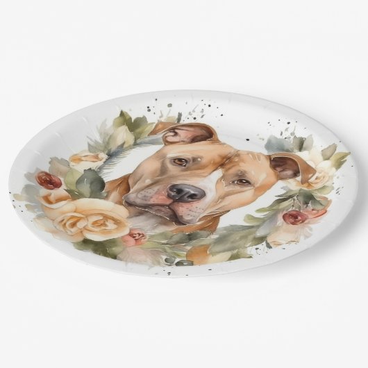 Pitbuli Weihnachtsmann Weihnachtsfest Pappteller (Schrägansicht)