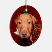Pitbuli Welpen Weihnachten Keramik Ornament (Rechts)