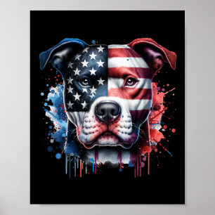 Pitbull 4. Juli American Flag Gles Patriotic D Poster