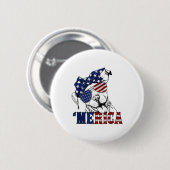 Pitbull 4. Juli Merica American Flag Sungles Button (Vorne & Hinten)