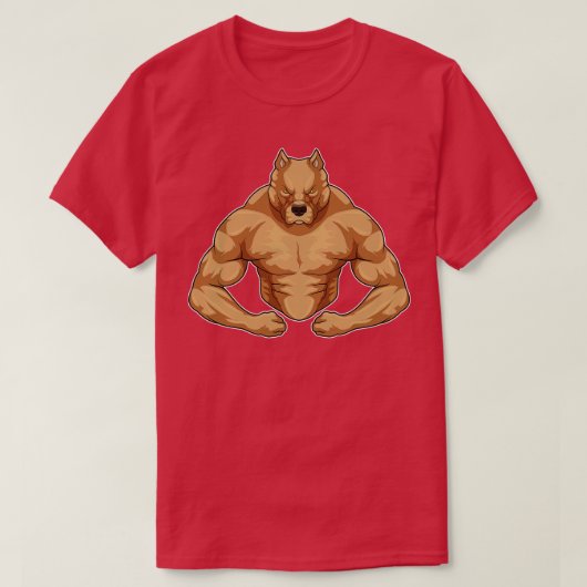 Pitbull als Bodybuilder extrem T-Shirt (Design vorne)