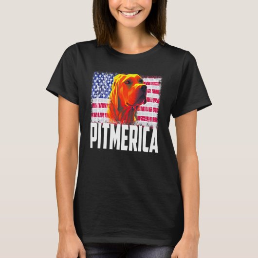 Pitbull American Flag Dog Mom Dad Patriotic Terri T-Shirt (Vorderseite)