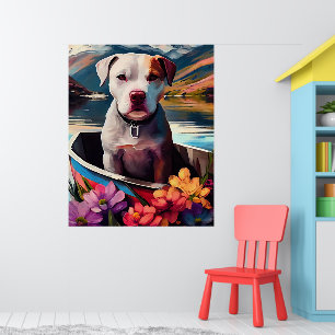 Pitbull auf einem Paddel: Ein landschaftliches Abe Poster
