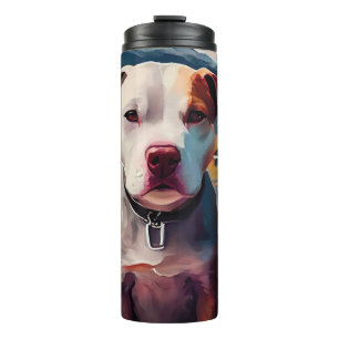 Pitbull auf einem Paddel: Ein landschaftliches Abe Thermosbecher