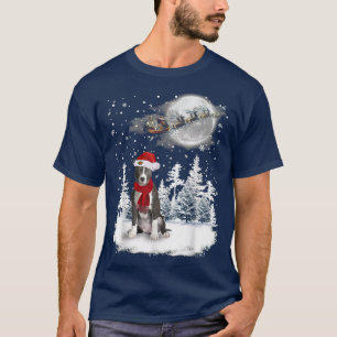Pitbull auf Schnee Weihnachten Mond Leuchtende Wei T-Shirt