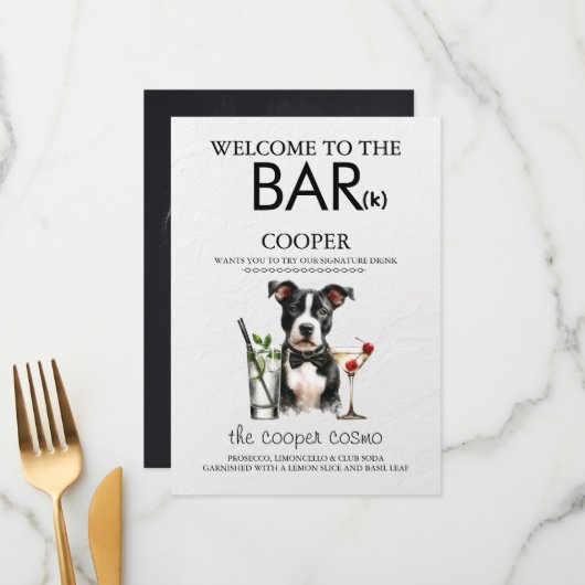 Pitbull Bar Menükarte (Vorderseite/Rückseite Beispiel)