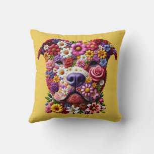 Pitbull Blume Face Dog Lover Kissen