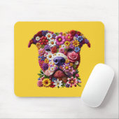Pitbull Blume Face Dog Lover Mousepad (Mit Mouse)