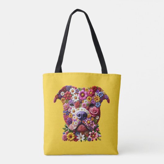 Pitbull Blume Face Dog Lover Tasche (Rückseite)