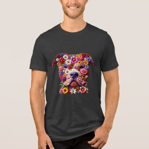 Pitbull Blume Face Dog Lover Tri-Blend Shirt