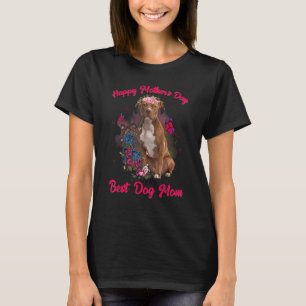 Pitbull Blume glücklich Mutter Tag zum besten Hund T-Shirt