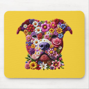 Pitbull Blumen Gesicht Hund Liebhaber Mousepad