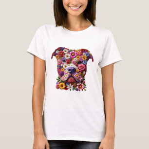 Pitbull Blumen Gesicht Hunde Liebhaber T-Shirt