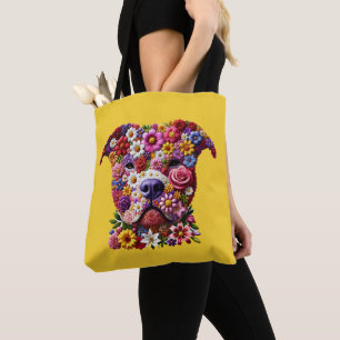 Pitbull Blumen Gesicht Hunde Liebhaber Tasche