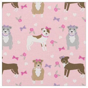 Pitbull-Bogen und Perlen, gürlich rosa und lila Stoff