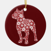 Pitbull, Boho Weihnachtsschneeflocken Keramik Ornament (Vorne)