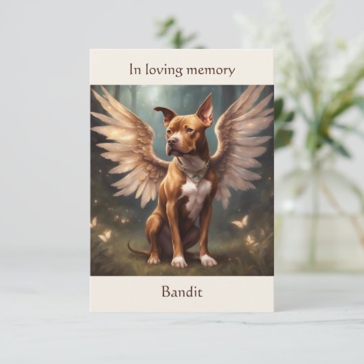 Pitbull Brown Memorial Geem Individuelle Name Beil Dankeskarte (Stehend Vorderseite)