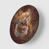 Pitbull Brown Runde Wanduhr (Winkel)