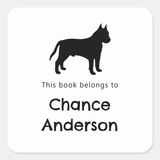 Pitbull-Buchzeichen-Aufkleber Quadratischer Aufkleber (Vorderseite)