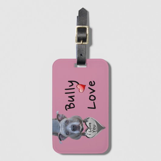 Pitbull Bully Liebe Rose farbige Gepäckmarke Gepäckanhänger (Vorderseite Vertikal)