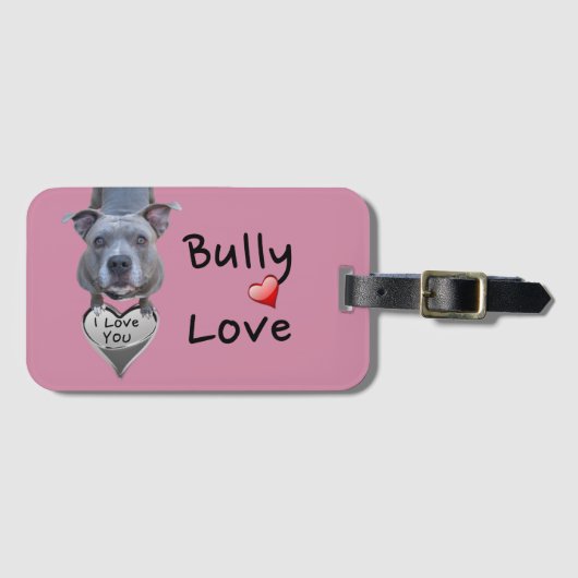 Pitbull Bully Liebe Rose farbige Gepäckmarke Gepäckanhänger (Vorderseite (Horizontal))