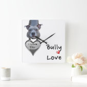 Pitbull Bully Love Wall Clock Quadratische Wanduhr (Zuhause)