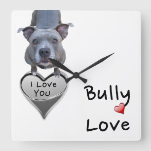 Pitbull Bully Love Wall Clock Quadratische Wanduhr