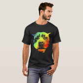 Pitbull Bunt Regenbogen Retro T-Shirt (Vorne ganz)