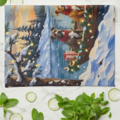 Pitbull Christmas Boat Holiday Geschirrtuch (Gefaltet)