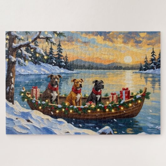Pitbull Christmas Boat Holiday Puzzle (Horizontal)