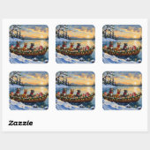 Pitbull Christmas Boat Holiday Quadratischer Aufkleber (Blatt)