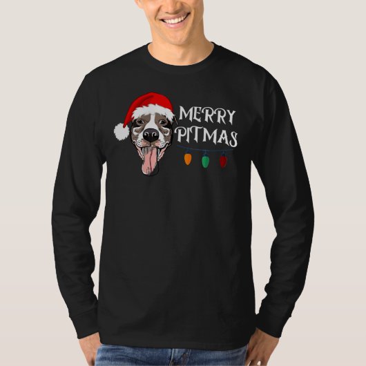 Pitbull Christmas Funny Merry Pitmas T-Shirt (Vorderseite)