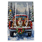 Pitbull Christmas Red Truck Holiday Mittlere Geschenktüte (Rückseite)