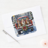 Pitbull Christmas Red Truck Holiday Quadratischer Aufkleber (Umschlag)