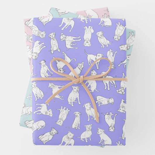 Pitbull Confetti - Aquamalz, rosa, lila Pastellfar Geschenkpapier Set (Beispiel)