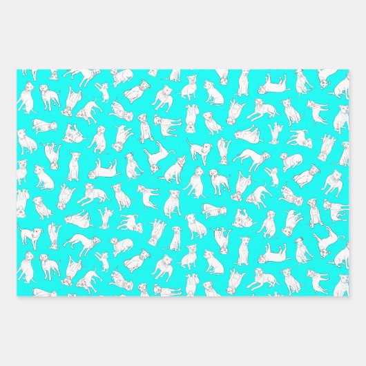 Pitbull Confetti - heiß rosa, türkis, grau Geschenkpapier Set (Vorderseite 3)