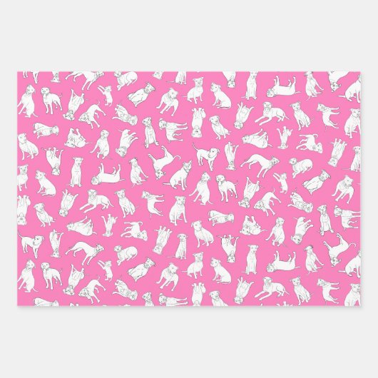 Pitbull Confetti - heiß rosa, türkis, grau Geschenkpapier Set (Vorderseite)