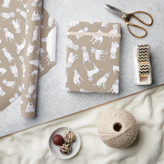 Pitbull Confetti tan taupe rollen von Geschenkpapier