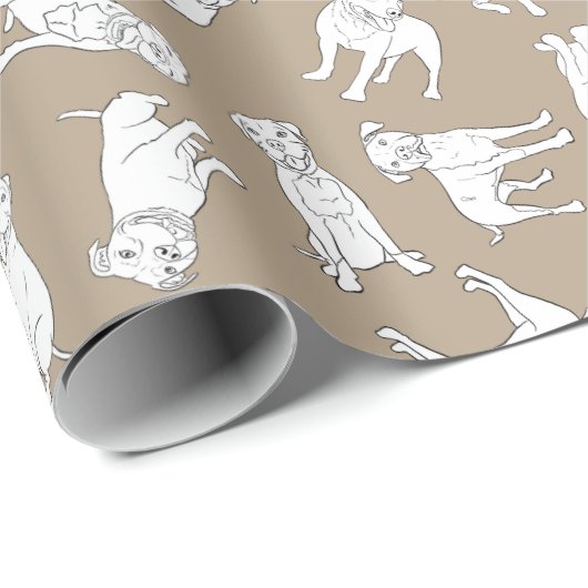 Pitbull Confetti tan taupe rollen von Geschenkpapier (Rolleneckpunkt)