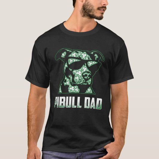 Pitbull Dad Shamrocks Glasses St Patricks Day T-Shirt (Vorderseite)
