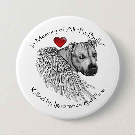 Pitbull Denkmal-Knopf Button (Vorderseite)