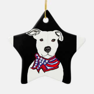 Pitbull, die Americanflag Bandana Weihnachten Keramikornament