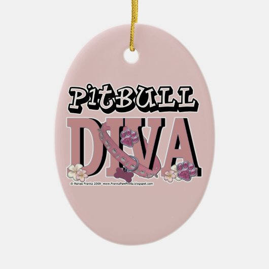 Pitbull DIVA Keramik Ornament (Vorne)