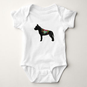 Pitbull Dog Breed Boho Silhouette Baby Strampler