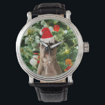 Pitbull Dog Christmas Tree Ornaments Snowman Armbanduhr<br><div class="desc">Pitbull Hund Weihnachtsbaumschmuck Snowman Watch. Niedlicher Pitbull Hund mit Weihnachtsbaumschmuck Schneemann im Hintergrund.</div>