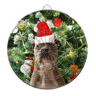 Pitbull Dog Christmas Tree Ornaments Snowman Dartscheibe