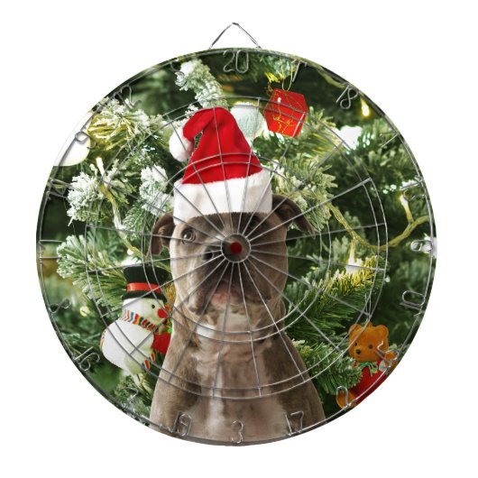 Pitbull Dog Christmas Tree Ornaments Snowman Dartscheibe (vorne)